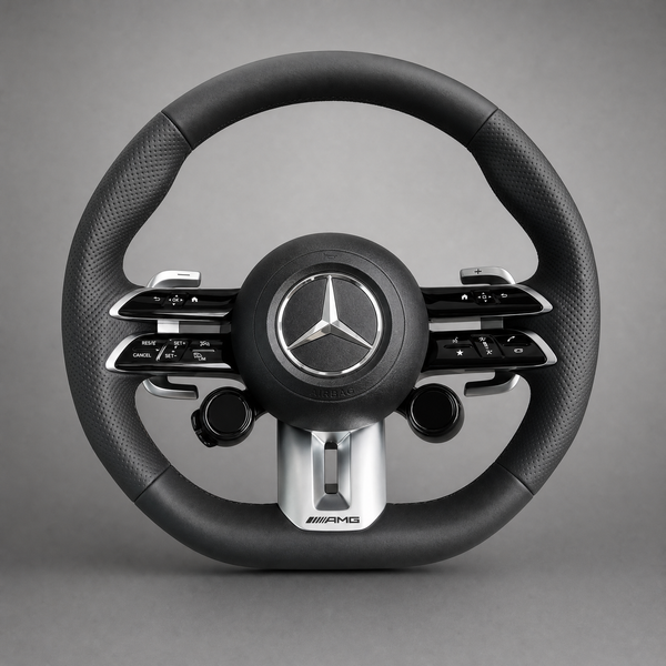 Volant Custom Mercedes-AMG Performance | Molettes Rotatives Cuir Noir