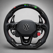 Volant VW R Custom – Carbone & Cuir Perforé | Barre LED & Start/Stop