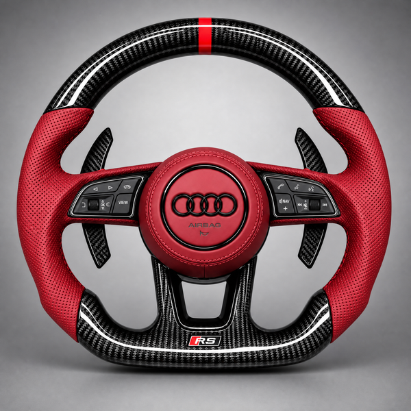 Volant Audi RS – Carbone & Cuir Perforé Rouge
