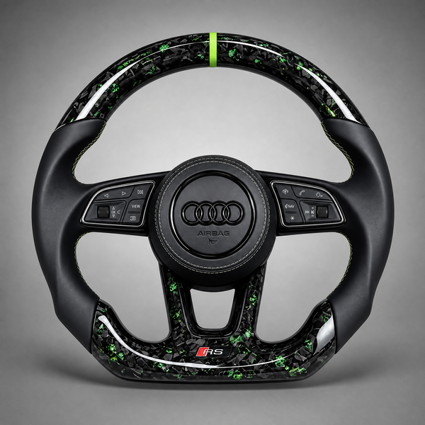 Volant Audi RS – Carbone Forgé Vert | Accents Verts