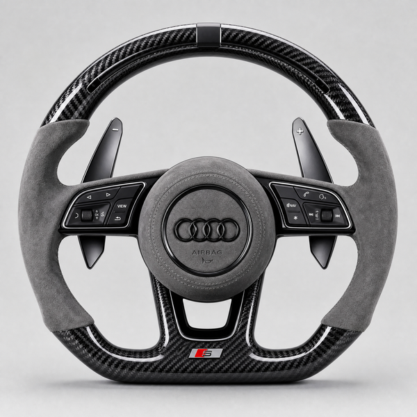 Volant Audi S-line – Alcantara Gris | Carbone Twill (Palettes)