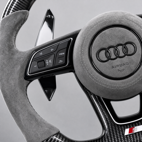 Volant Audi S-line – Alcantara Gris | Carbone Twill (Palettes)